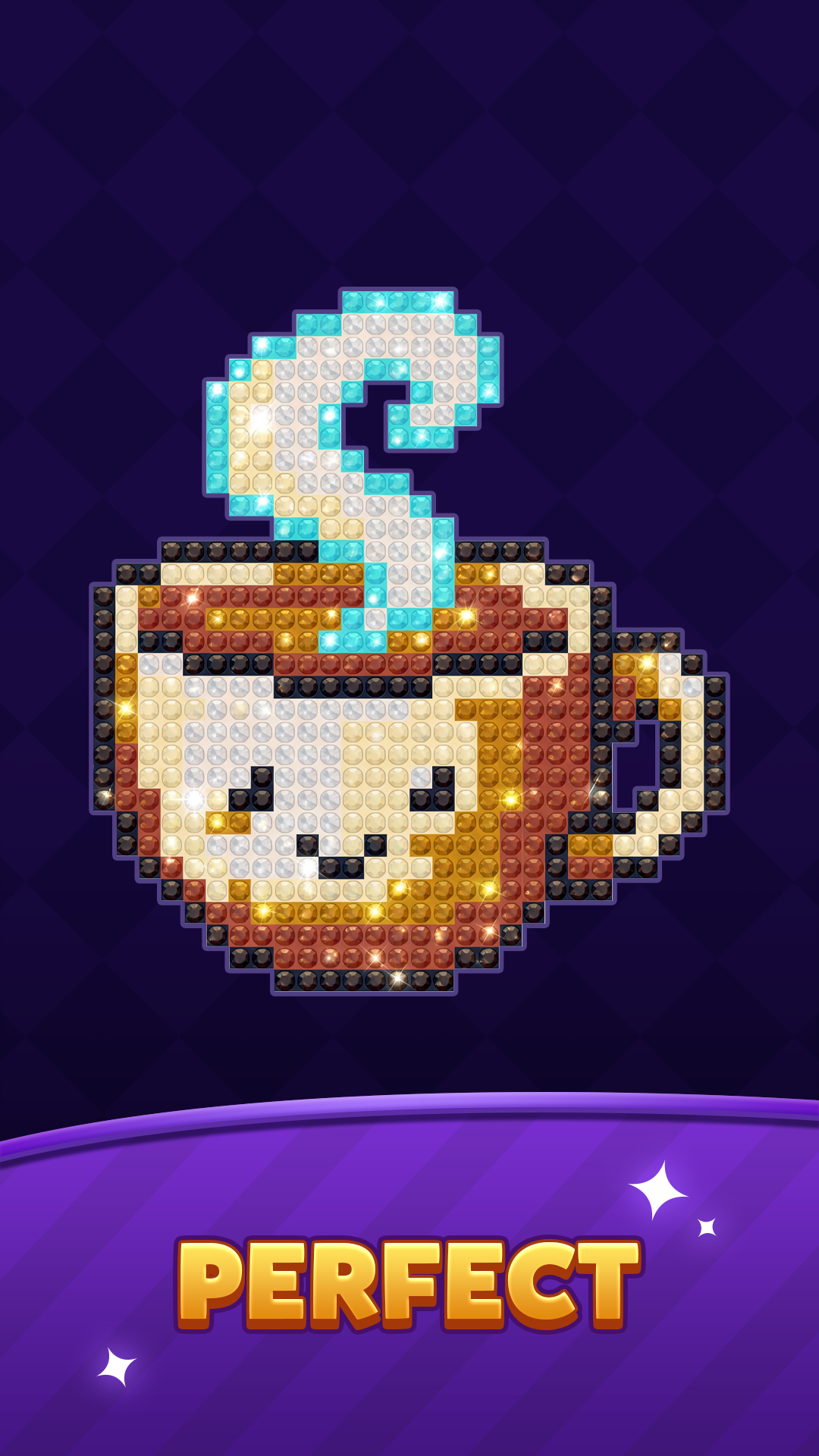 Gem Coloring Match sparkling cup pixel artwork