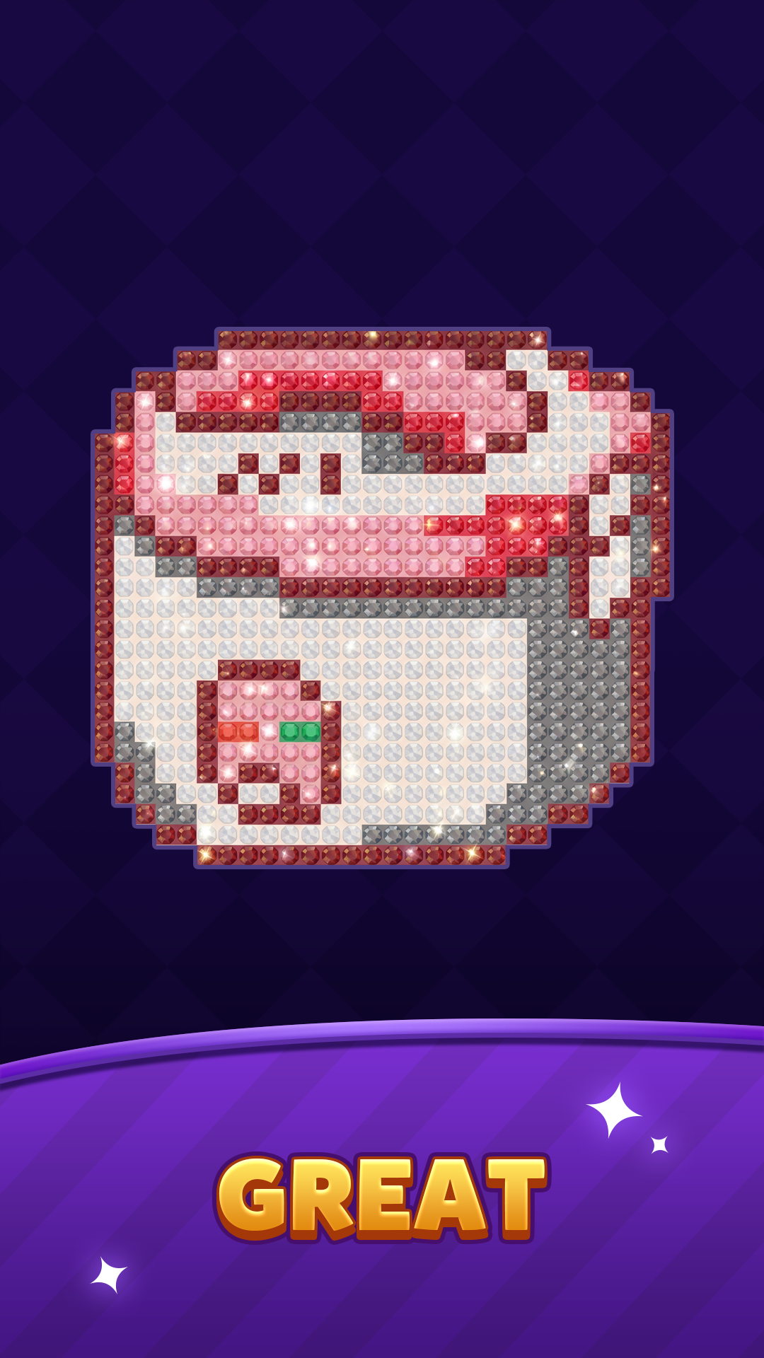 Gem Coloring Match sparkling camera pixel artwork
